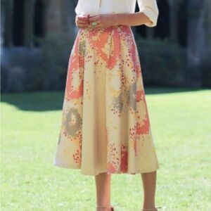 LK Bennett Gardo Skirt in Cream and Coral